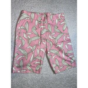 Molly B., Boutique, Preppy,  Pink, Green Leaves , Bermuda Shorts Size 8